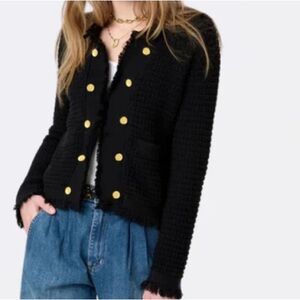 NWT New Kerri Rosenthal Black Beau-Lero Fringe Cardigan Medium M SOLD OUT jacket